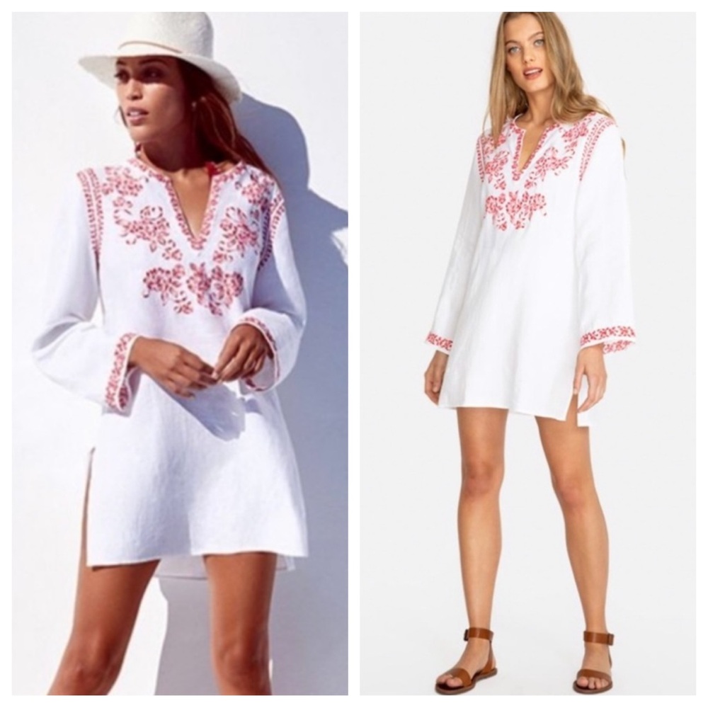 JOHNNY WAS Azalea Embroidered Linen Tunic
